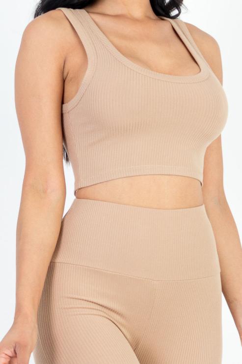 Ribbed Crop Top & Leggings Set - Wholesale Capella Apparel