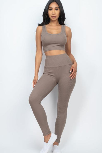 Ribbed Crop Top & Leggings Set - Wholesale Capella Apparel