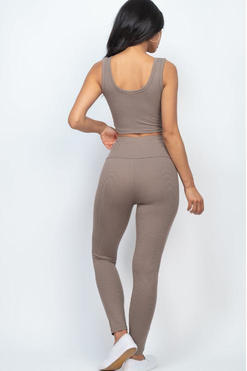 Ribbed Crop Top & Leggings Set - Wholesale Capella Apparel