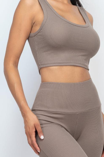 Ribbed Crop Top & Leggings Set - Wholesale Capella Apparel