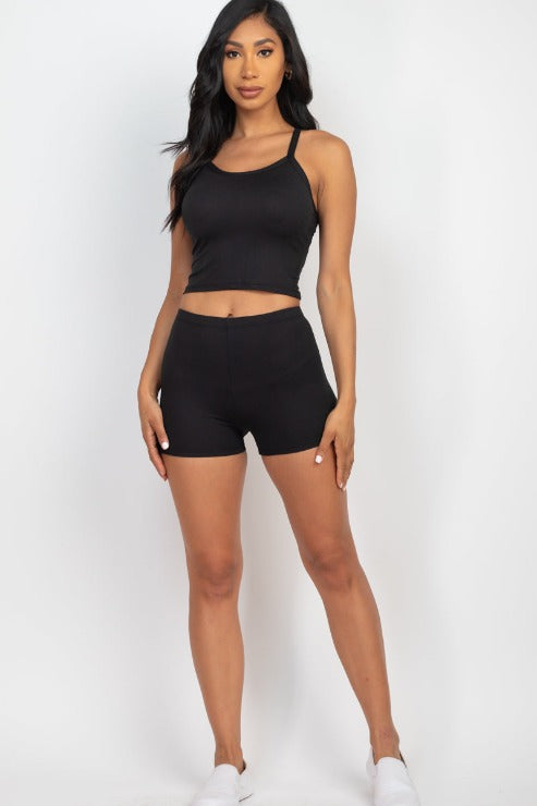 Split Back Cami Top & Shorts Set - Capella Apparel