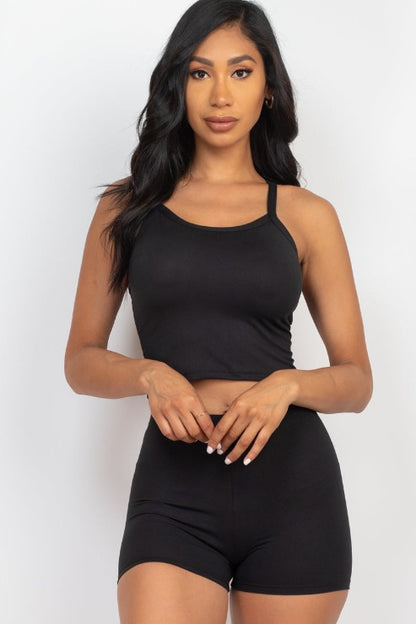 Split Back Cami Top & Shorts Set - Capella Apparel