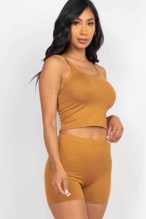 Split Back Cami Top & Shorts Set - Capella Apparel