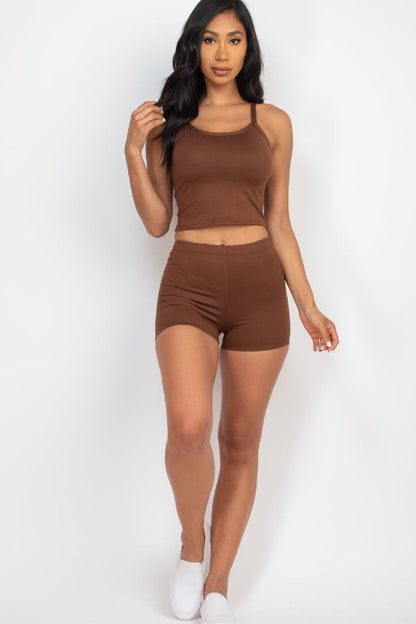 Split Back Cami Top & Shorts Set - Capella Apparel