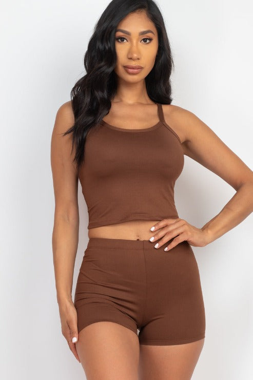 Split Back Cami Top & Shorts Set - Capella Apparel