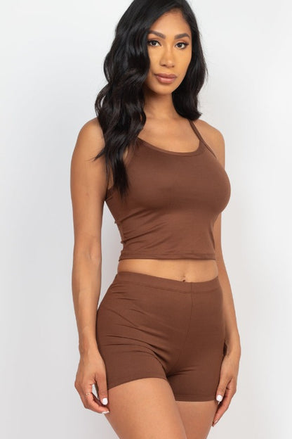 Split Back Cami Top & Shorts Set - Capella Apparel