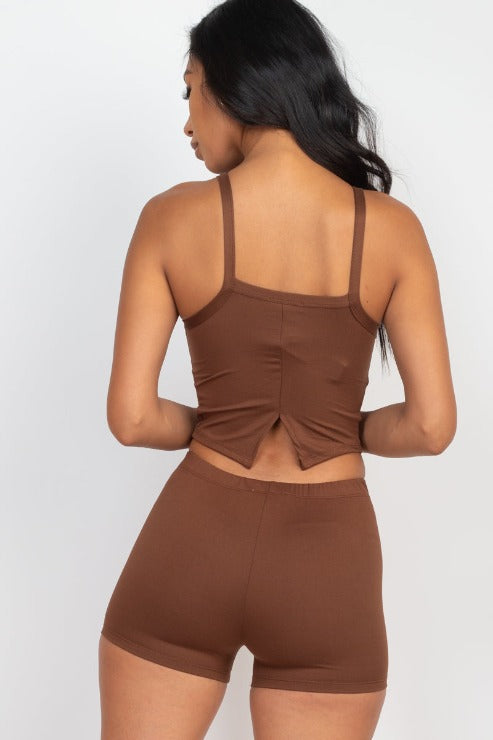 Split Back Cami Top & Shorts Set - Capella Apparel