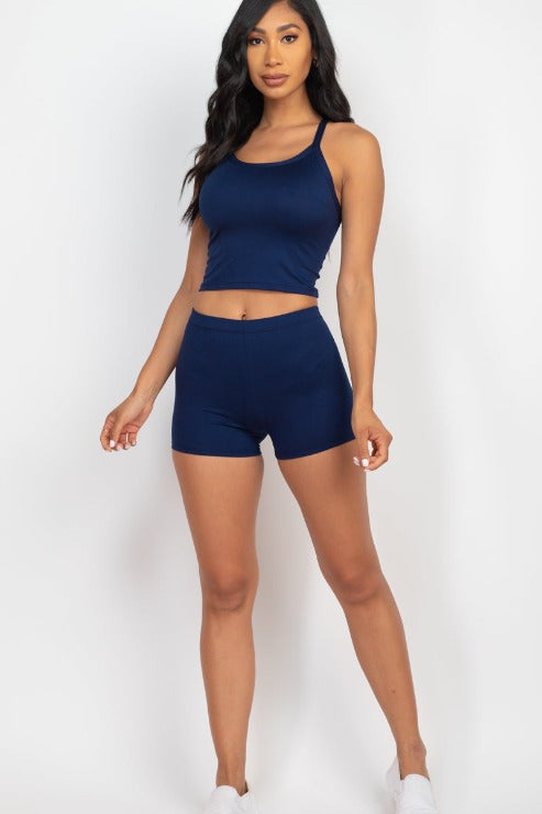 Split Back Cami Top & Shorts Set - Capella Apparel