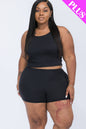 Plus Size Split Back Cami Top & Shorts Set (CAPELLA) - Capella Apparel