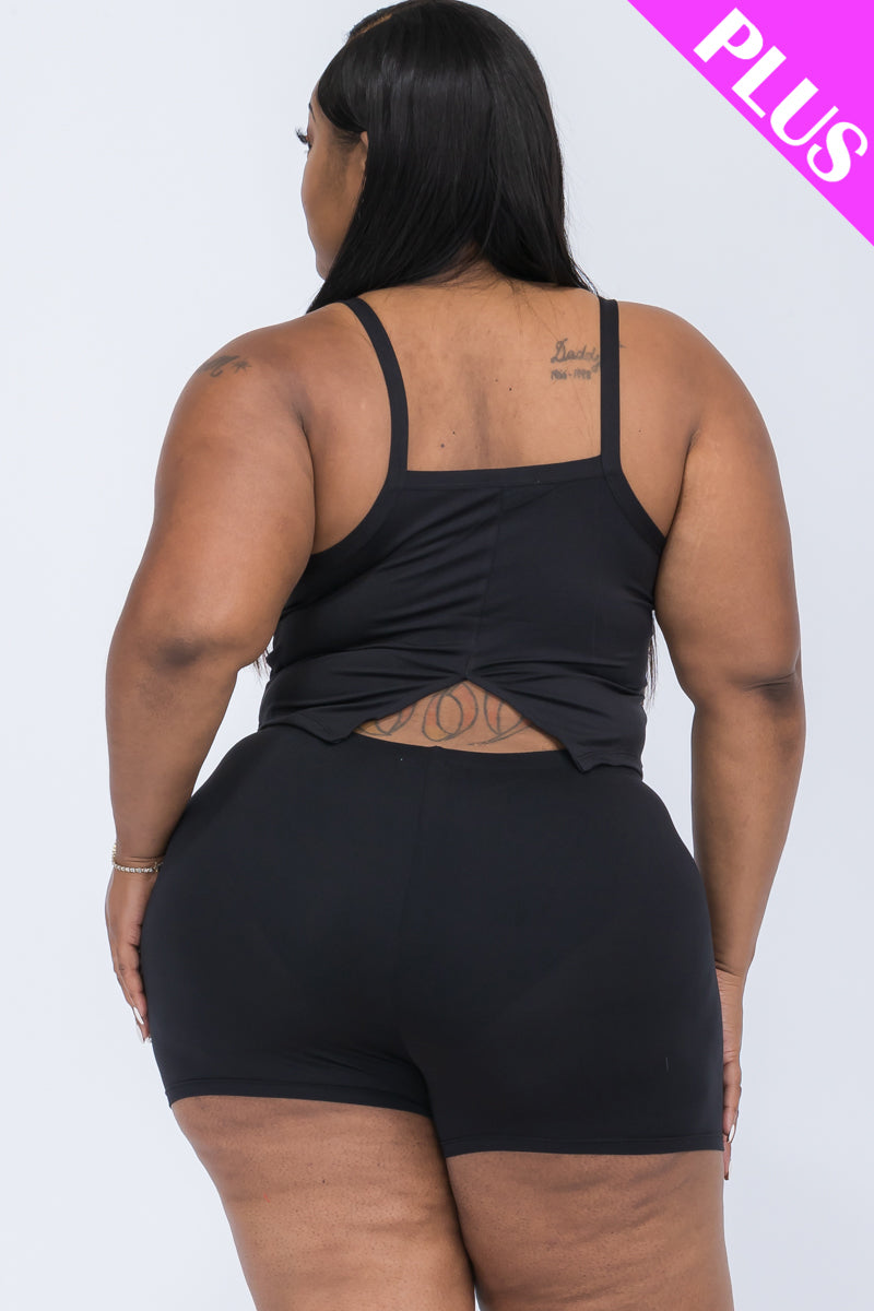 Plus Size Split Back Cami Top & Shorts Set - Capella Apparel