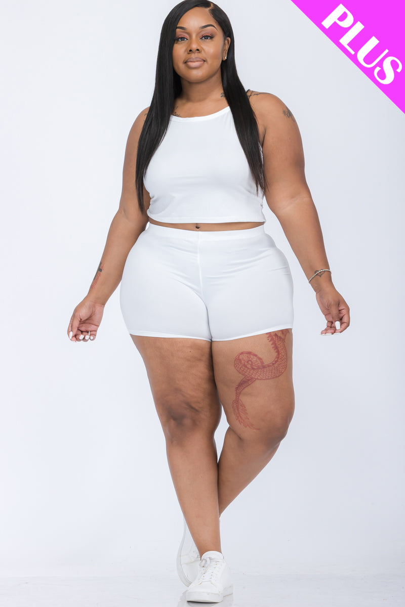 Plus Size Split Back Cami Top & Shorts Set - Capella Apparel