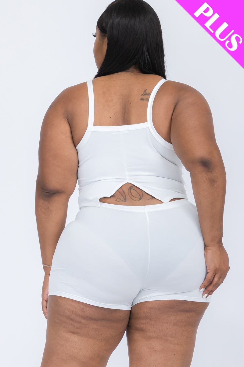 Plus Size Split Back Cami Top & Shorts Set - Capella Apparel