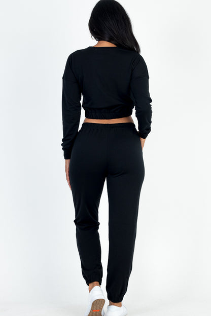 French Terry Elastic Waist Pullover & Joggers Set - Capella Apparel