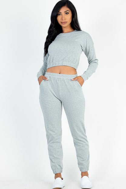 French Terry Elastic Waist Pullover & Joggers Set - Capella Apparel