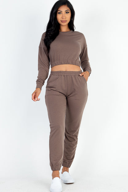 French Terry Elastic Waist Pullover & Joggers Set - Capella Apparel