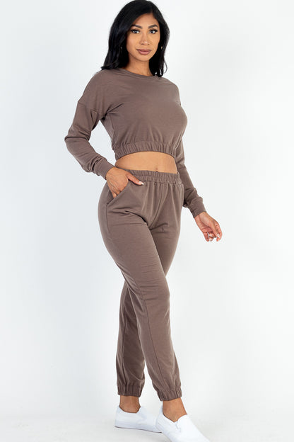 French Terry Elastic Waist Pullover & Joggers Set - Capella Apparel