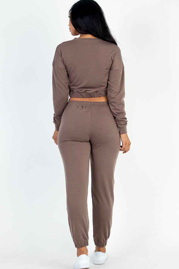 French Terry Elastic Waist Pullover & Joggers Set - Capella Apparel