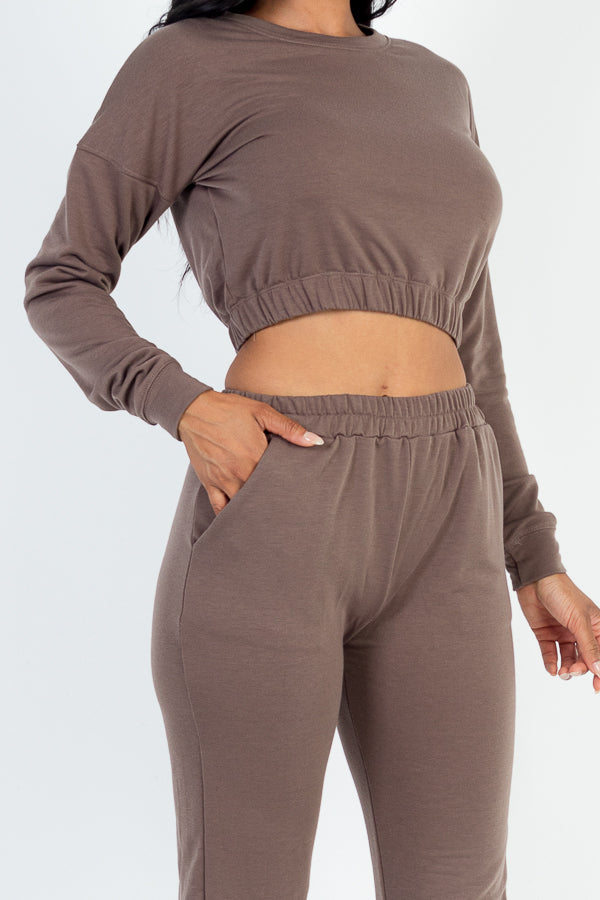 French Terry Elastic Waist Pullover & Joggers Set - Capella Apparel