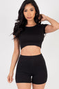 Short Sleeve Crop Top & Shorts Set - Capella Apparel