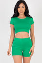 Short Sleeve Crop Top & Shorts Set - Capella Apparel