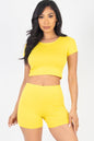 Short Sleeve Crop Top & Shorts Set - Capella Apparel