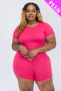 Plus Size Short Sleeve Crop Top & Shorts Set - Capella Apparel