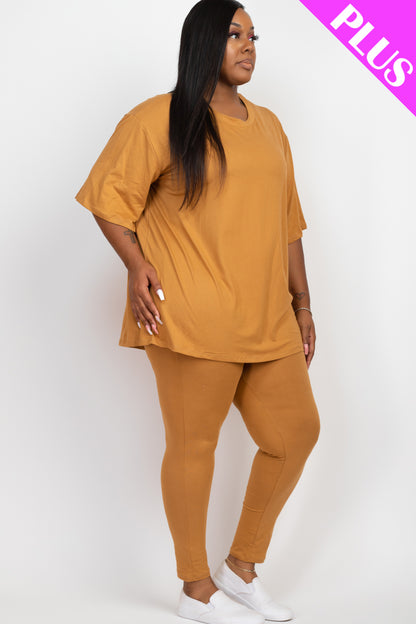 Plus Size Oversized T-shirt & Leggings Set - Capella Apparel