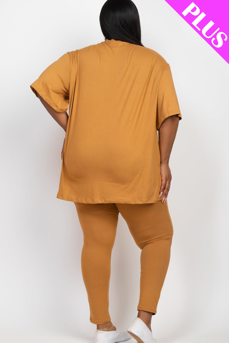 Plus Size Oversized T-shirt & Leggings Set - Capella Apparel