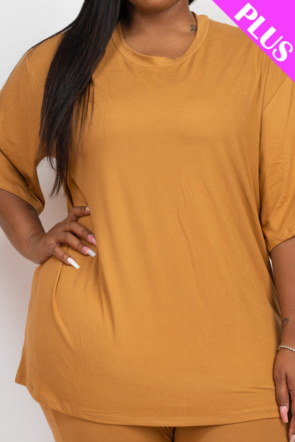 Plus Size Oversized T-shirt & Leggings Set - Capella Apparel