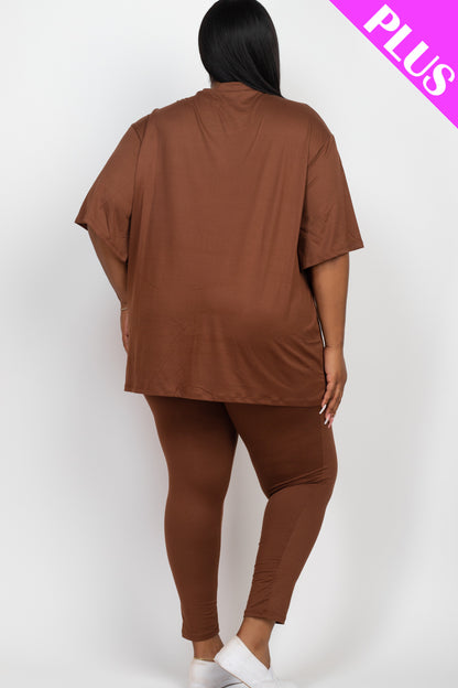 Plus Size Oversized T-shirt & Leggings Set - Capella Apparel