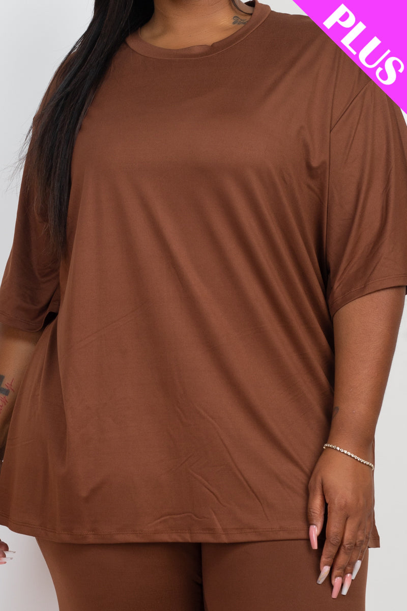 Plus Size Oversized T-shirt & Leggings Set - Capella Apparel