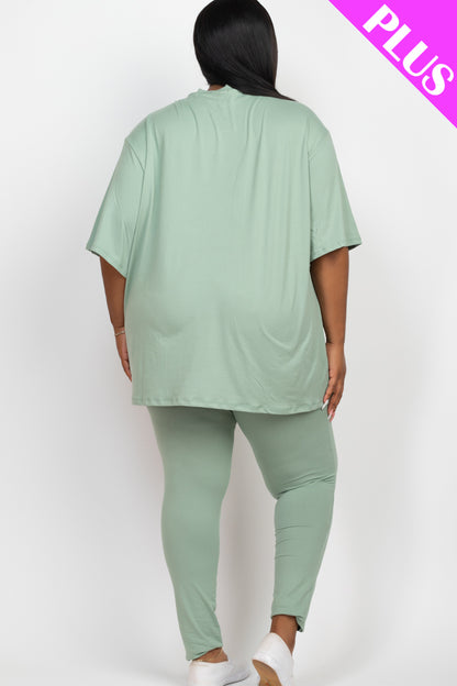 Plus Size Oversized T-shirt & Leggings Set - Capella Apparel