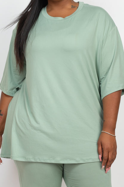 Plus Size Oversized T-shirt & Leggings Set - Capella Apparel