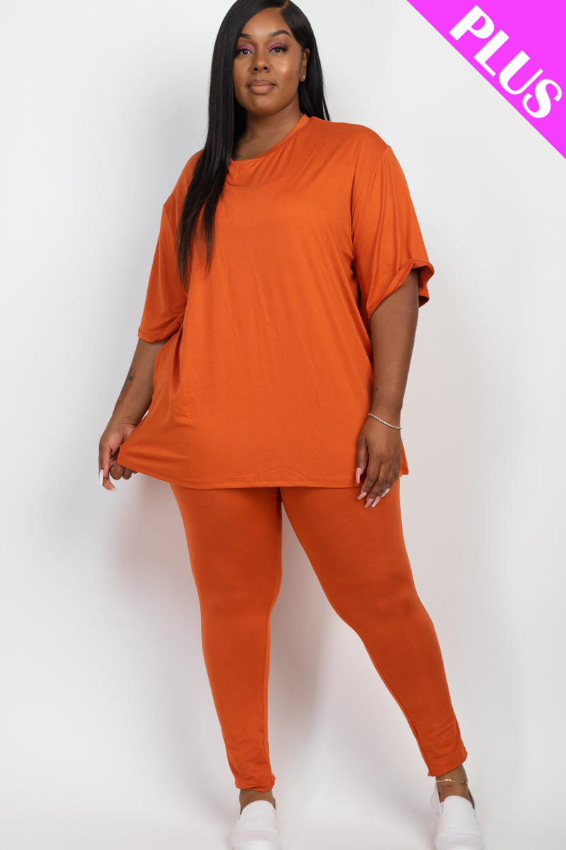 Plus Size Oversized T-shirt & Leggings Set - Capella Apparel