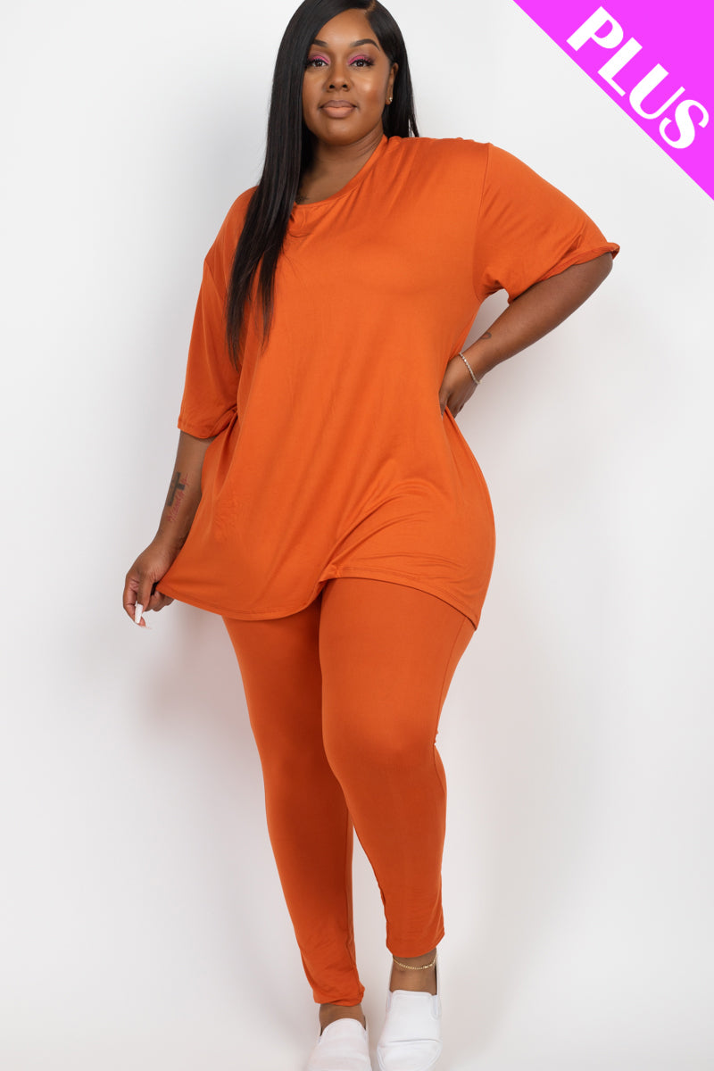 Plus Size Oversized T-shirt & Leggings Set - Capella Apparel