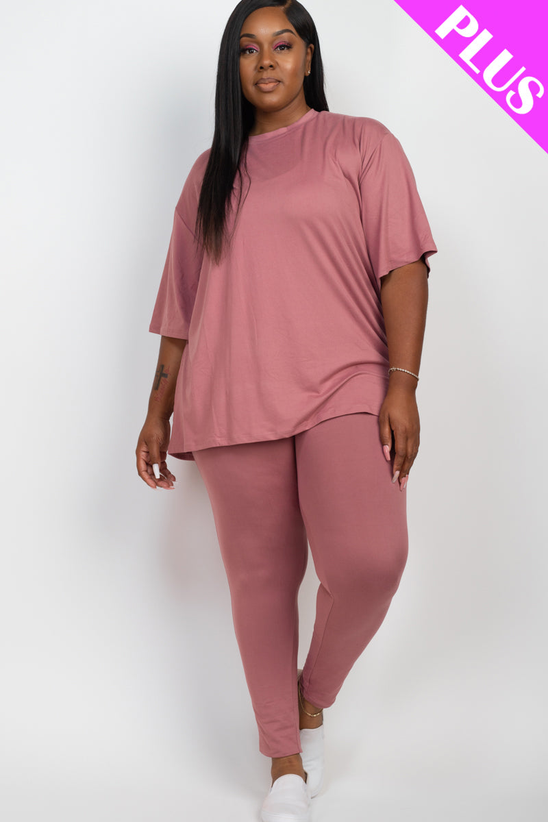 Plus Size Oversized T-shirt & Leggings Set - Capella Apparel