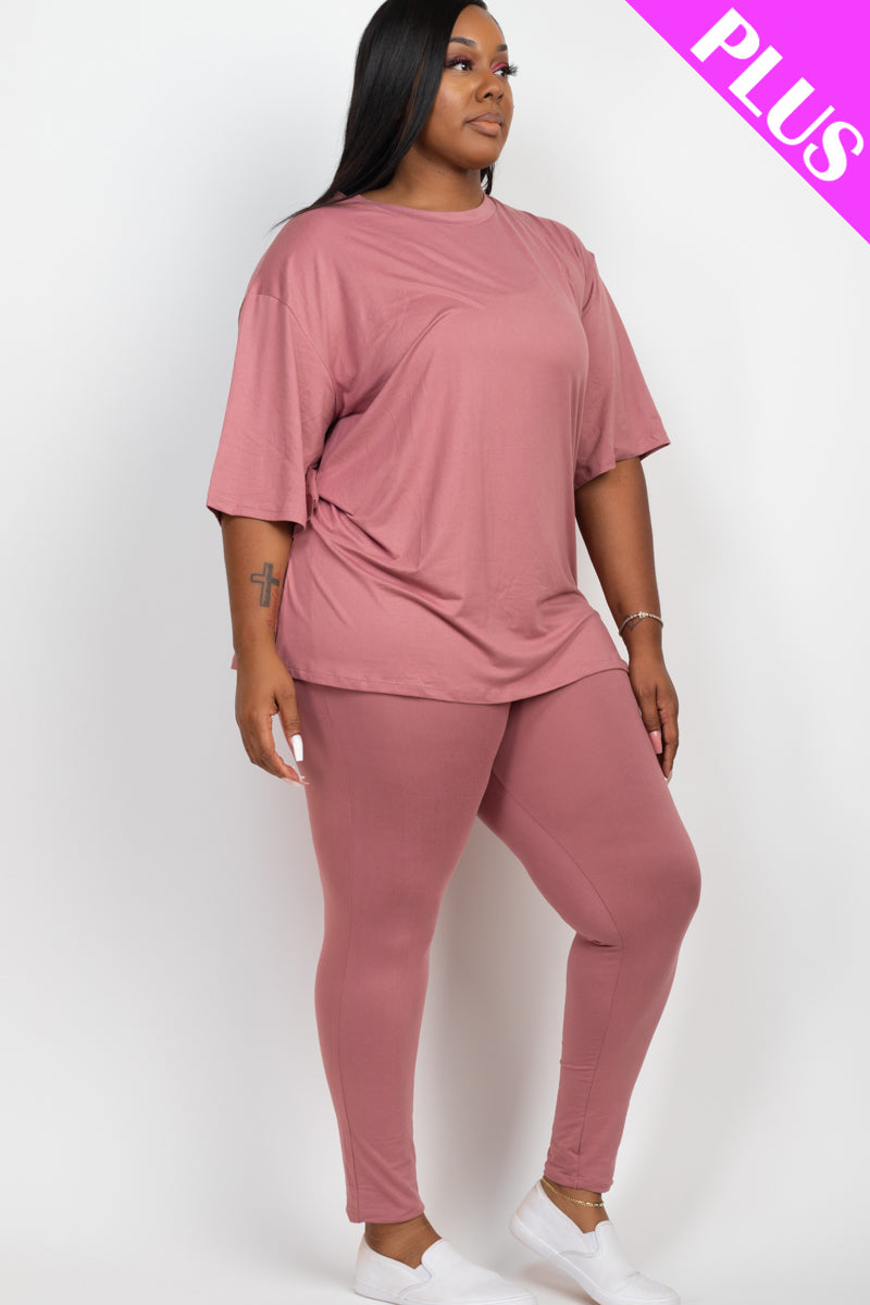 Plus Size Oversized T-shirt & Leggings Set - Capella Apparel