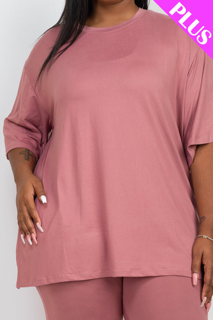 Plus Size Oversized T-shirt & Leggings Set - Capella Apparel