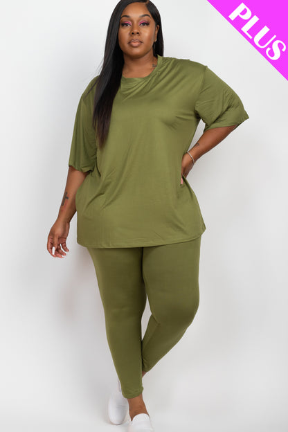 Plus Size Oversized T-shirt & Leggings Set - Capella Apparel