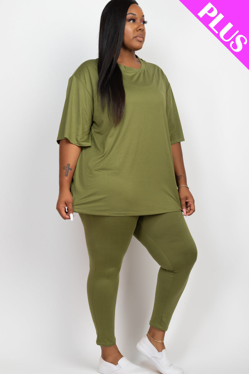 Plus Size Oversized T-shirt & Leggings Set - Capella Apparel