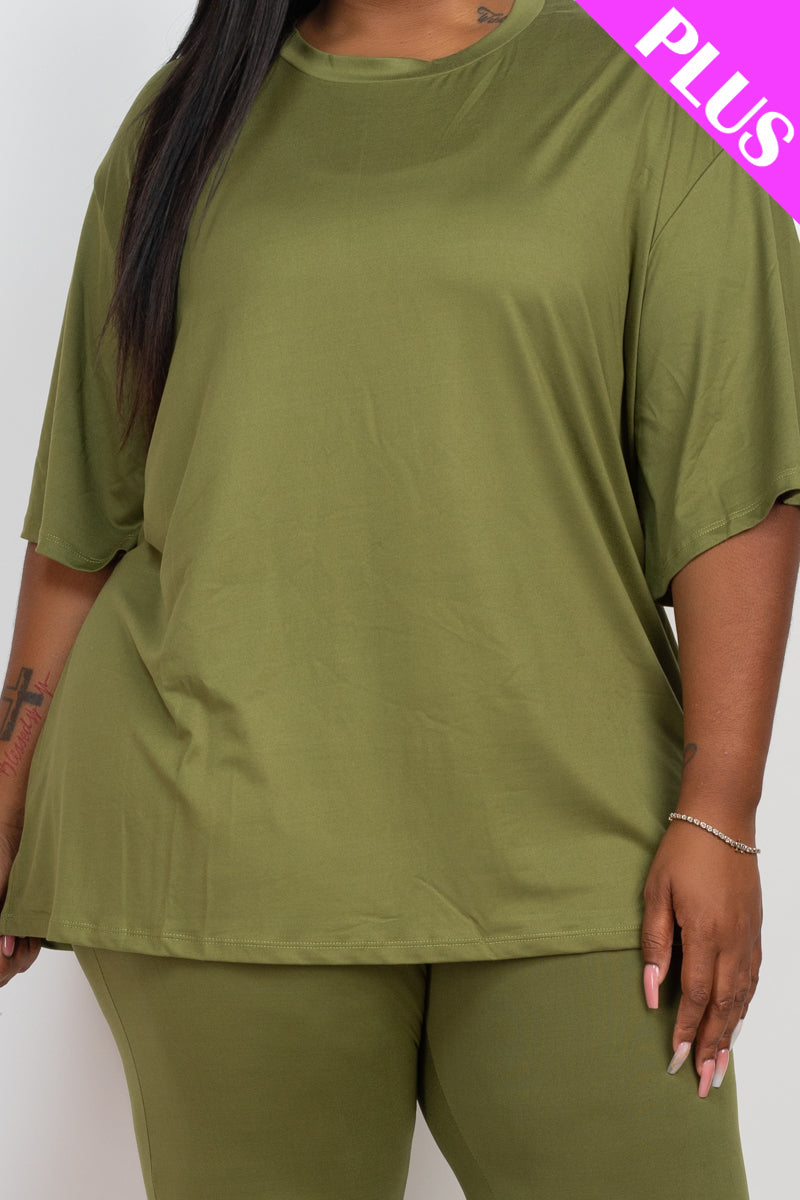 Plus Size Oversized T-shirt & Leggings Set - Capella Apparel