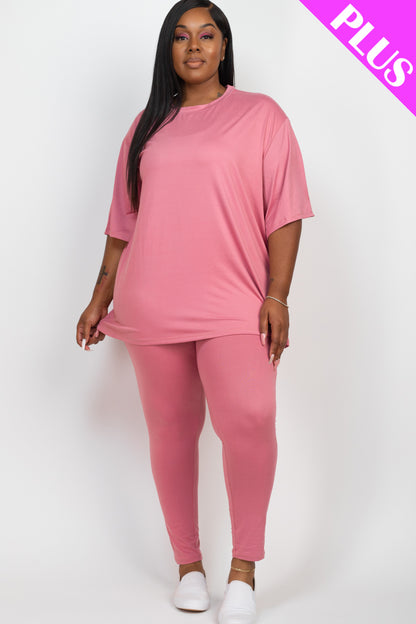 Plus Size Oversized T-shirt & Leggings Set - Capella Apparel