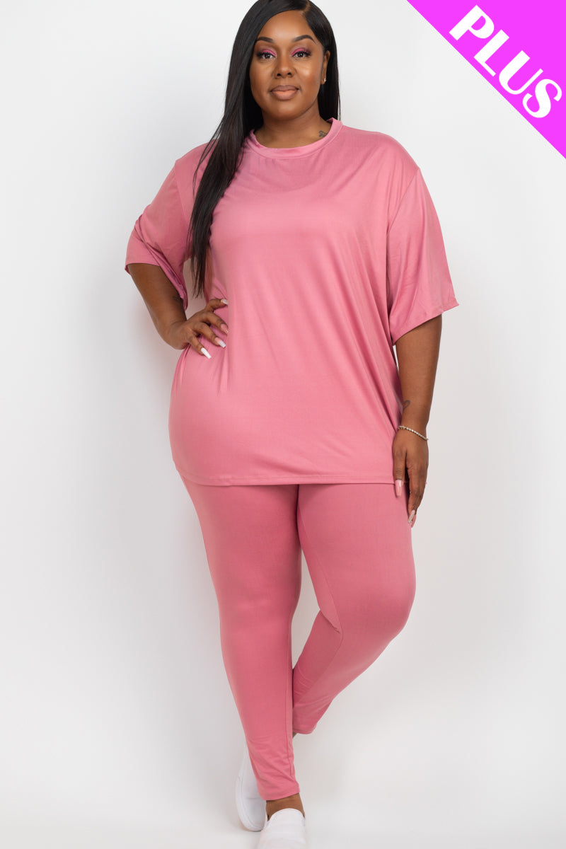 Plus Size Oversized T-shirt & Leggings Set - Capella Apparel