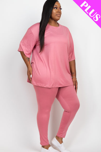 Plus Size Oversized T-shirt & Leggings Set - Capella Apparel