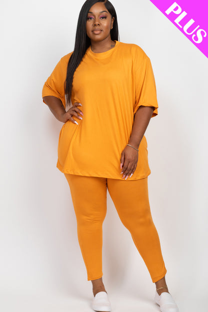 Plus Size Oversized T-shirt & Leggings Set - Capella Apparel