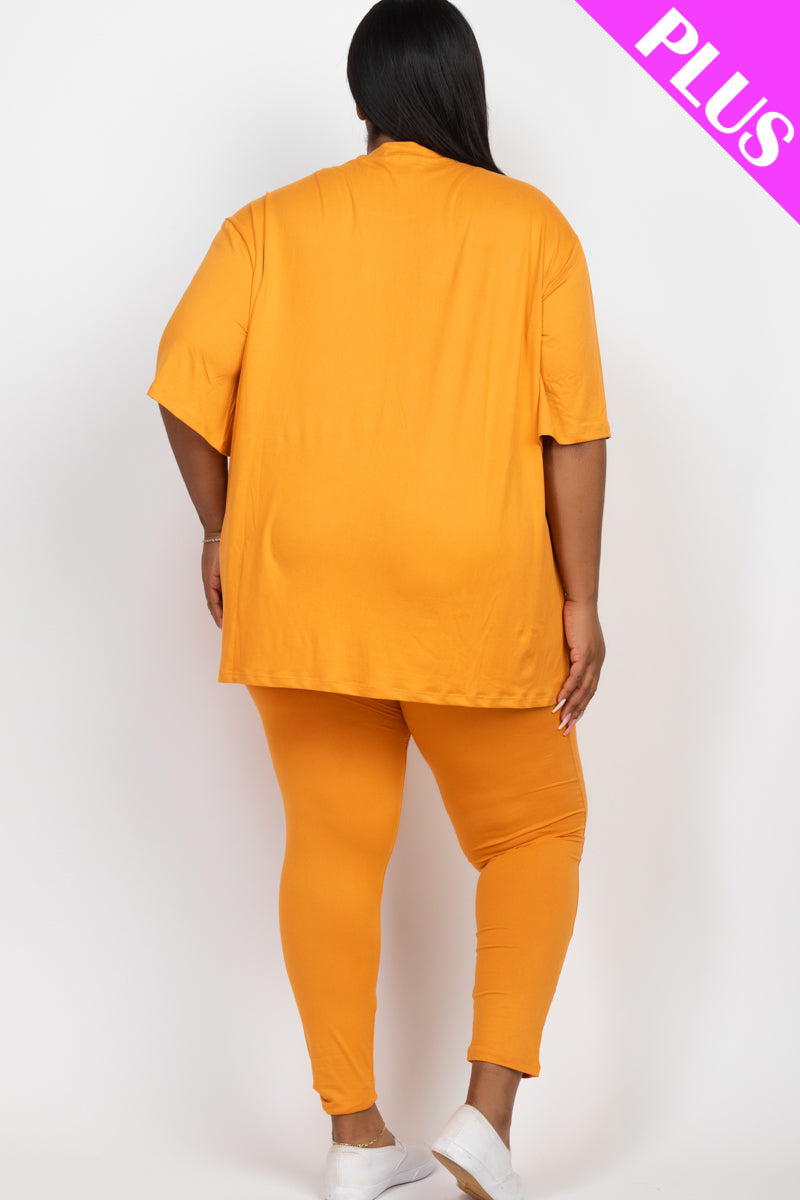 Plus Size Oversized T-shirt & Leggings Set - Capella Apparel