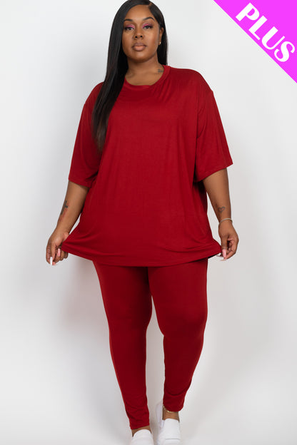 Plus Size Oversized T-shirt & Leggings Set - Capella Apparel