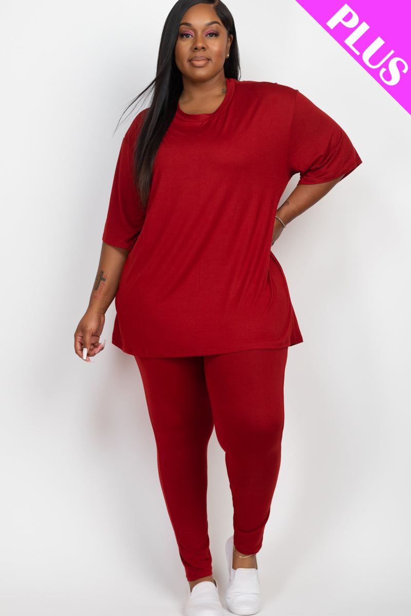 Plus Size Oversized T-shirt & Leggings Set - Capella Apparel