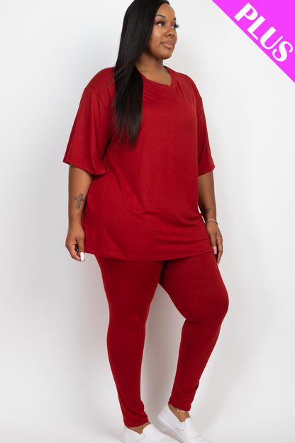 Plus Size Oversized T-shirt & Leggings Set - Capella Apparel