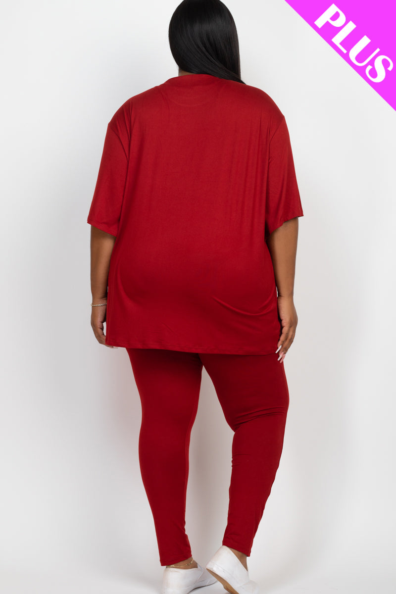 Plus Size Oversized T-shirt & Leggings Set - Capella Apparel